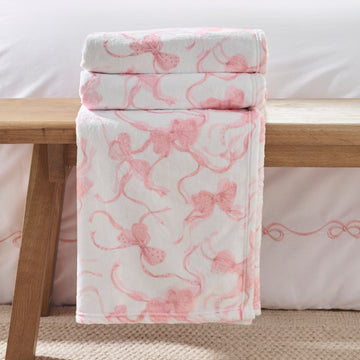 Bow Blanket Throw - Pink