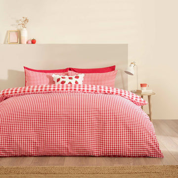 Bamford Gingham Check Duvet Cover Set - Red
