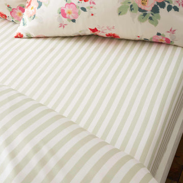Cath Kidston Canopy Stripe Extra-Tiefer Spannbettlaken (35cm) - Grün