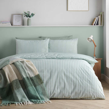 Epping Textured Stripe Duvet Cover Set - Green