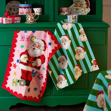 Jolly Santa Tea Towels (2 Pack) - Bright