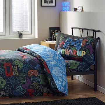 Power Up Gamer Duvet Cover Set - Black