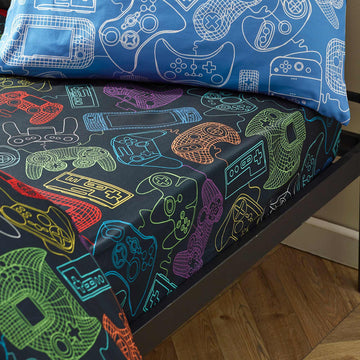 Power Up Gamer Fitted Sheet - Black