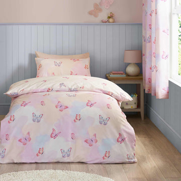 Parure de Couette Papillons Ombré - Rose