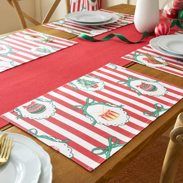 Christmas Vintage Stripe Set of 4 Placemats - Red
