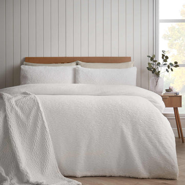 Textured Wave Faux Fur Blanket Throw - Cream