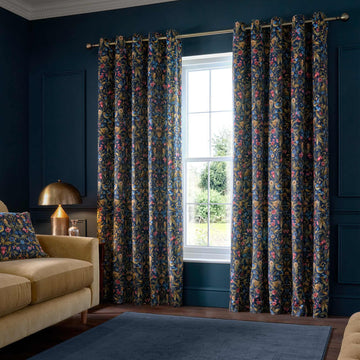 Hedgerow Hopper Eyelet Curtains - Navy