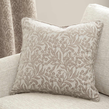 Chenille Leaves Cushion - Natural