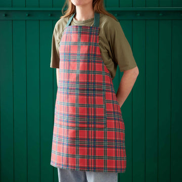 Christmas Tartan Check Apron - Red