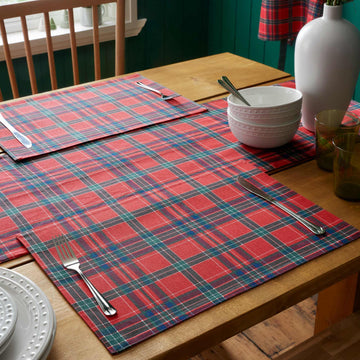 Christmas Tartan Check Set of 4 Placemats - Red