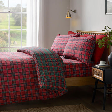 Tartan Check Duvet Cover Set - Red