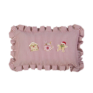 Christmas Gingerbread Stripe Cushion - Natural
