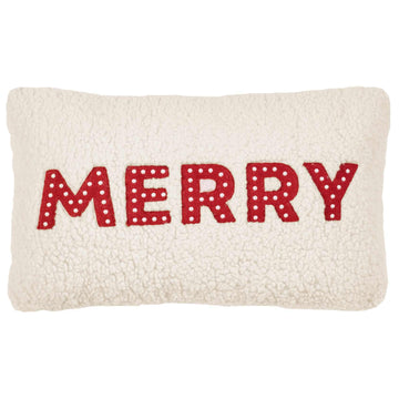Merry Bouclé Kussen - Wit / Rood