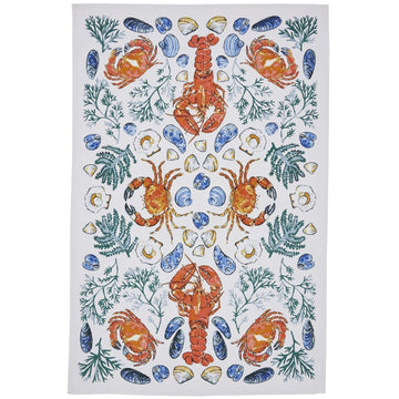 Shellfish Cotton Tea Towel - Green