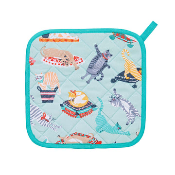 Kitty Cats Pot Mat - Blue