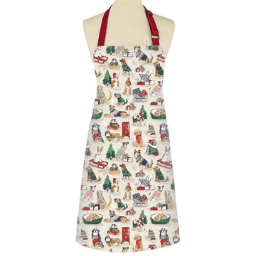 Merry Mutts Christmas Cotton Apron - Red
