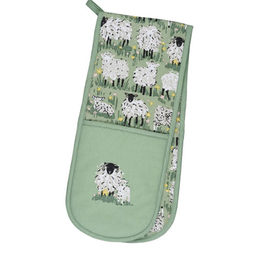 Woolly Sheep Double Oven Glove - Green