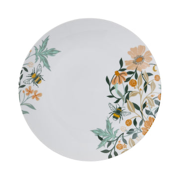 Bee Bloom Porcelain Dinner Plate - White