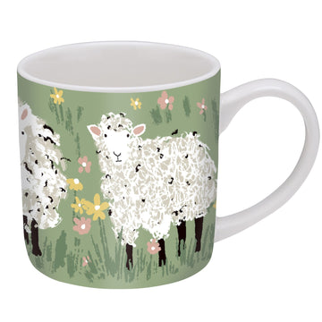 Woolly Sheep Bone China Mug - Green