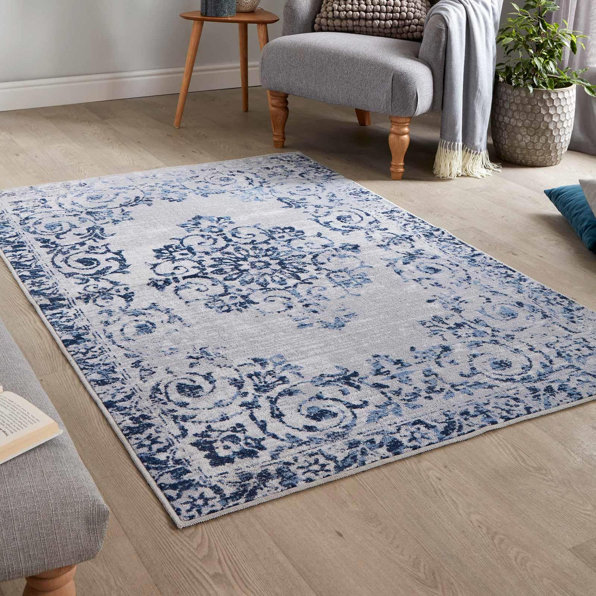 Fusion Faraday Washable Rug - Blue - Williamsons Home