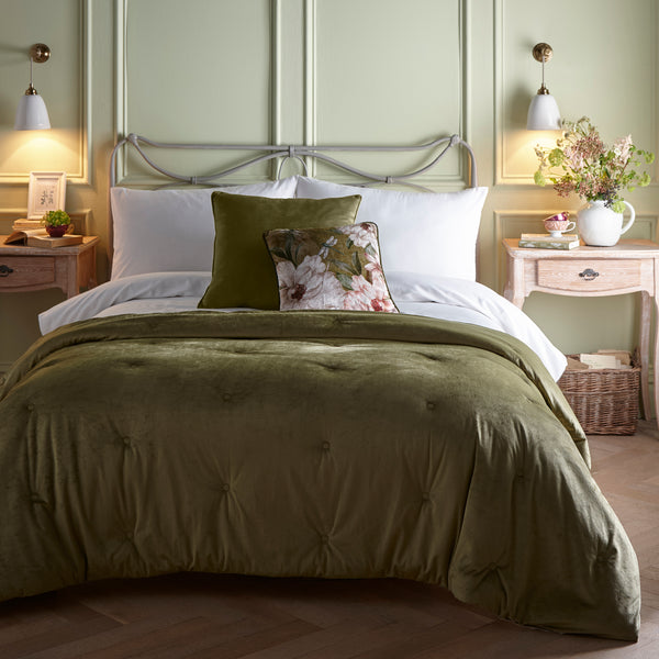 Appletree Heritage Austell Bedspread - Olive - Williamsons Factory Shop