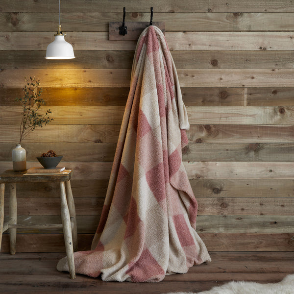 Appletree Hygge Ashford Check Sherpa Reverse Throw - Natural