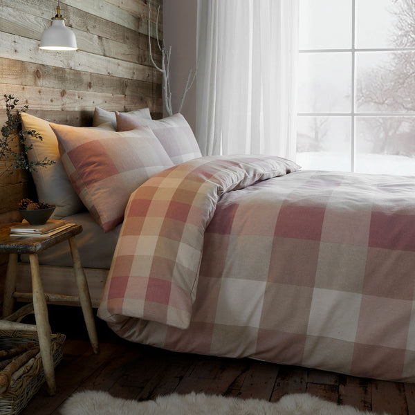 Appletree Hygge Ashford Check Brushed Cotton Duvet Cover Set - Natural