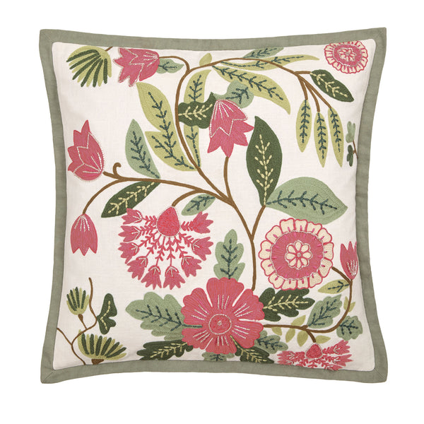Appletree Aurelia Embroidered Cushion - Green