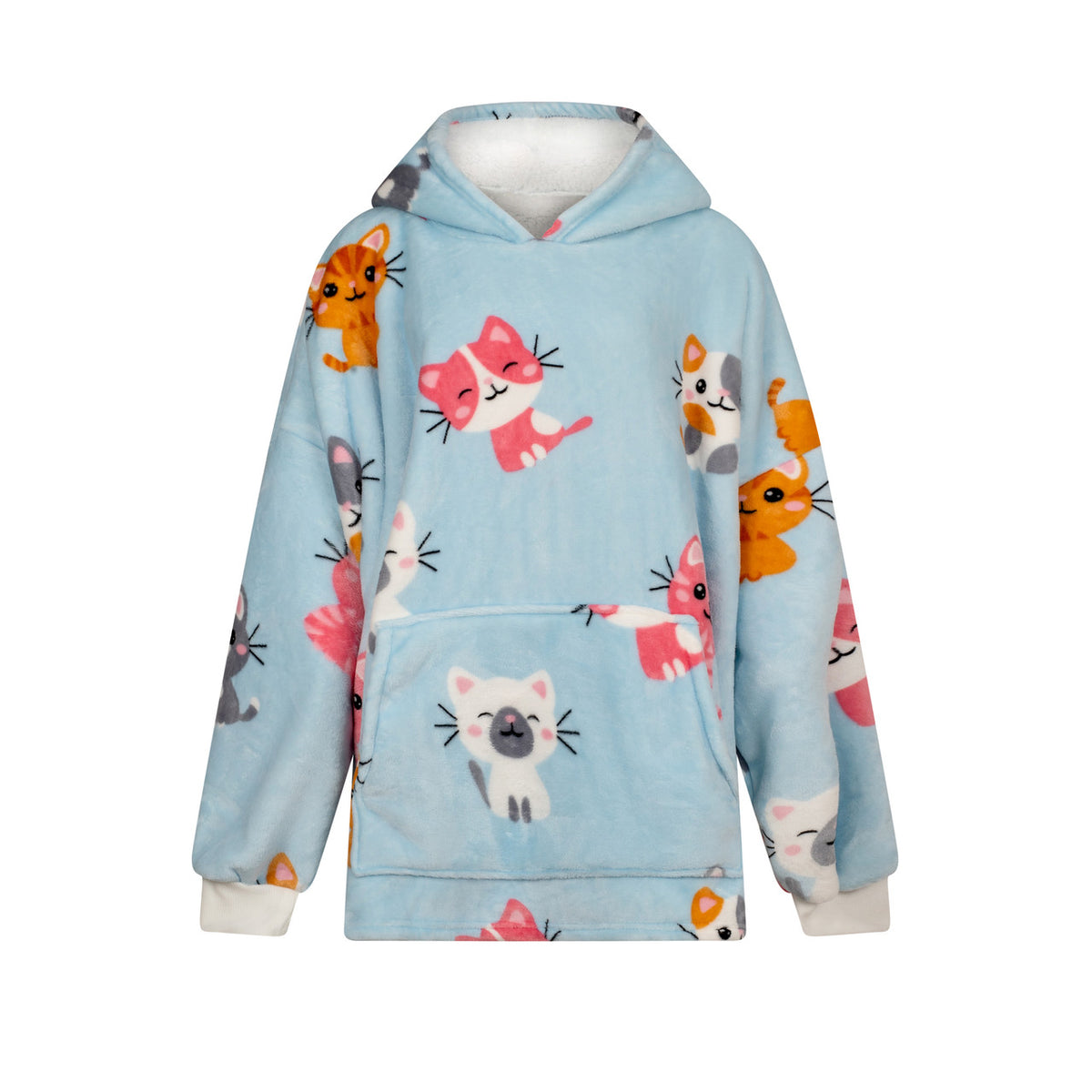 Kitties Fleece Oversized Blanket Hoodie - Williamsons Home