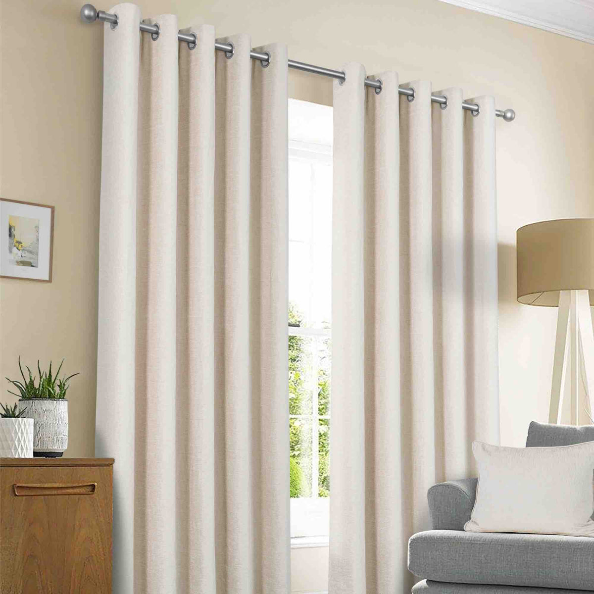 Sundour Amberley Eyelet Curtains - Natural - Williamsons Home