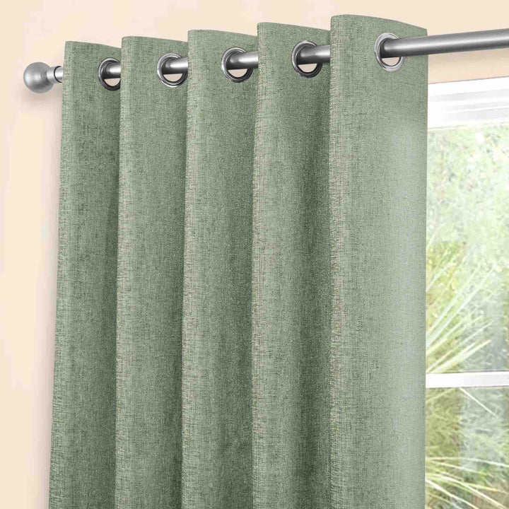 Sundour Amberley Eyelet Curtains - Sage - Williamsons Factory Shop