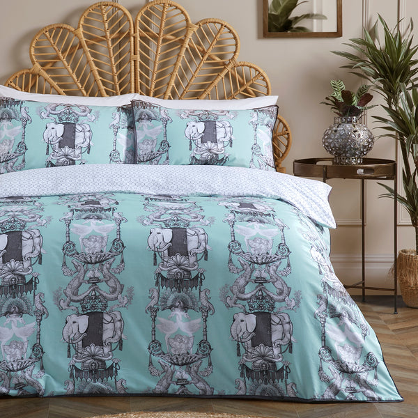 Laurence Llewelyn-Bowen Animalia Duvet Cover Set - Duck Egg - Williamsons Factory Shop
