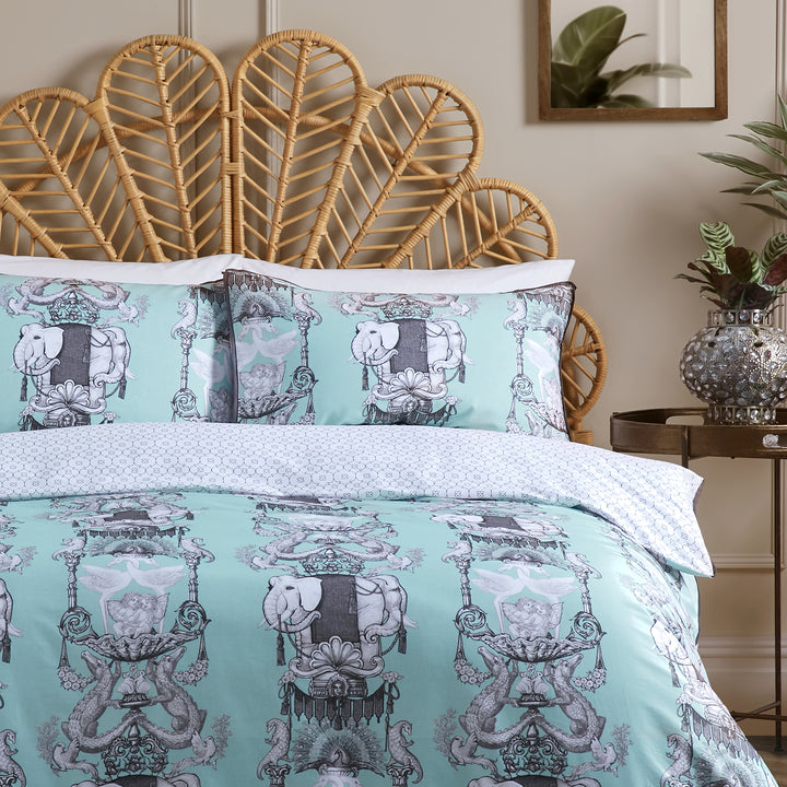 Laurence Llewelyn-Bowen Animalia Duvet Cover Set - Duck Egg - Williamsons Factory Shop
