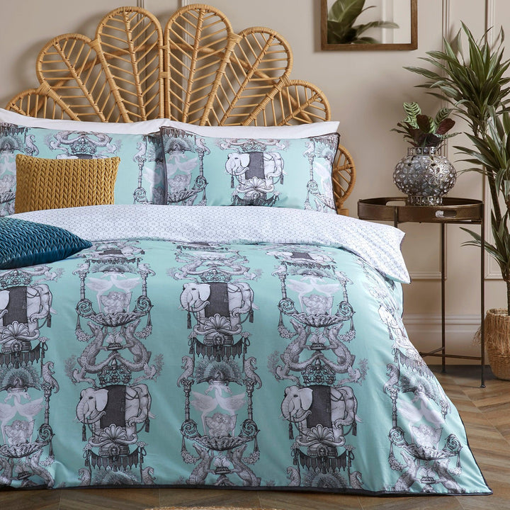 Laurence Llewelyn-Bowen Animalia Duvet Cover Set - Duck Egg - Williamsons Factory Shop