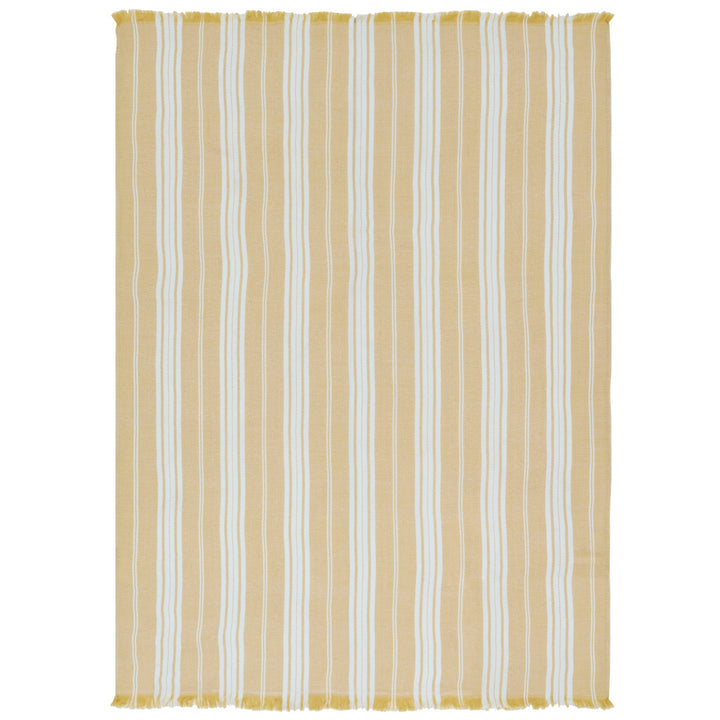 Laura Ashley Ardley Stripe Throw - Ochre - Williamsons Factory Shop