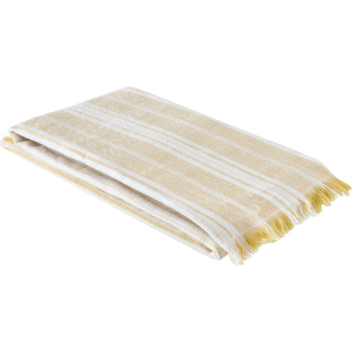 Laura Ashley Ardley Stripe Throw - Ochre - Williamsons Factory Shop