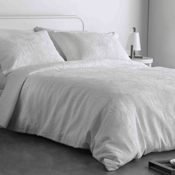 Arley Jacquard Duvet Cover Set - Ivory - Williamsons Factory Shop