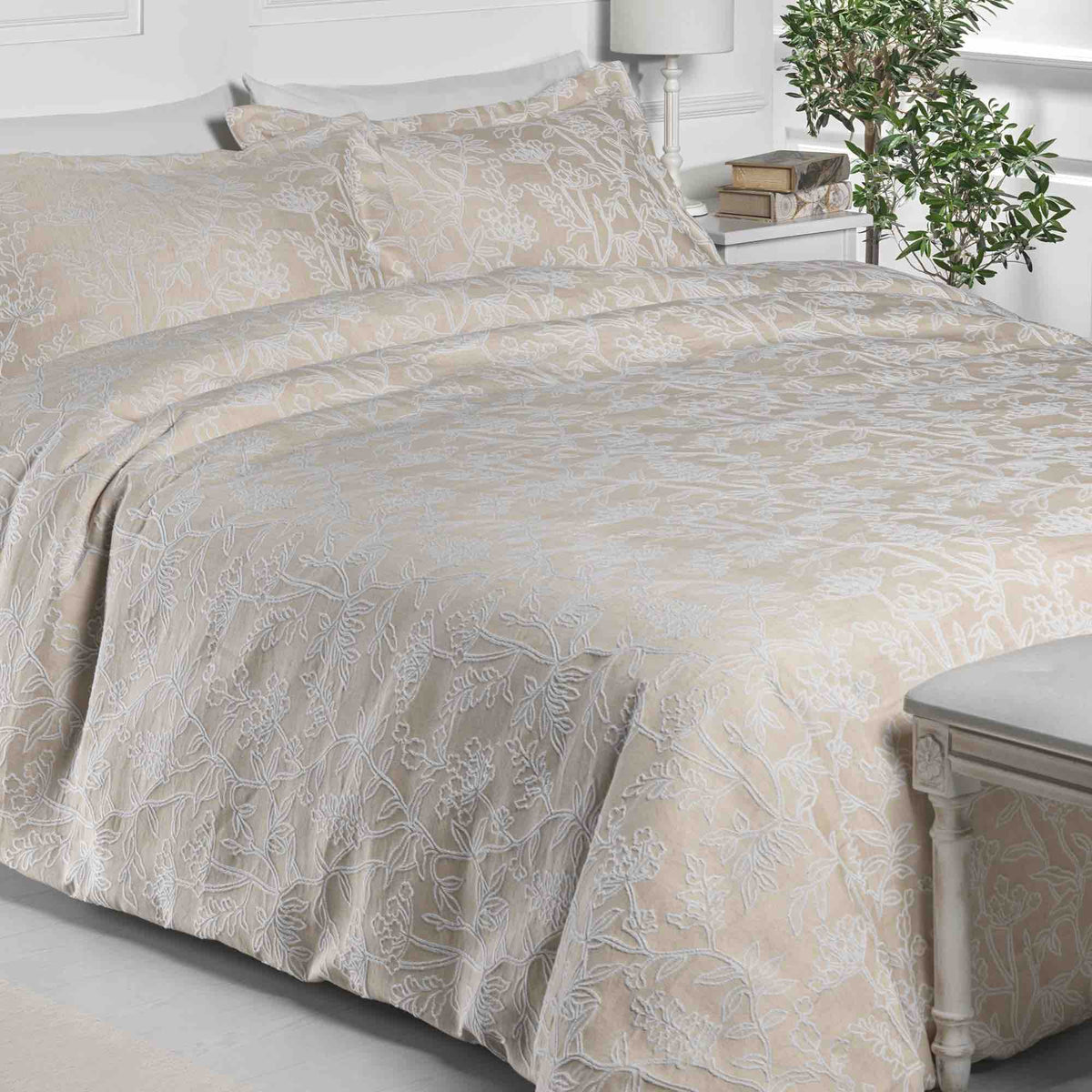 Arley Jacquard Duvet Cover Set - Linen - Williamsons Home