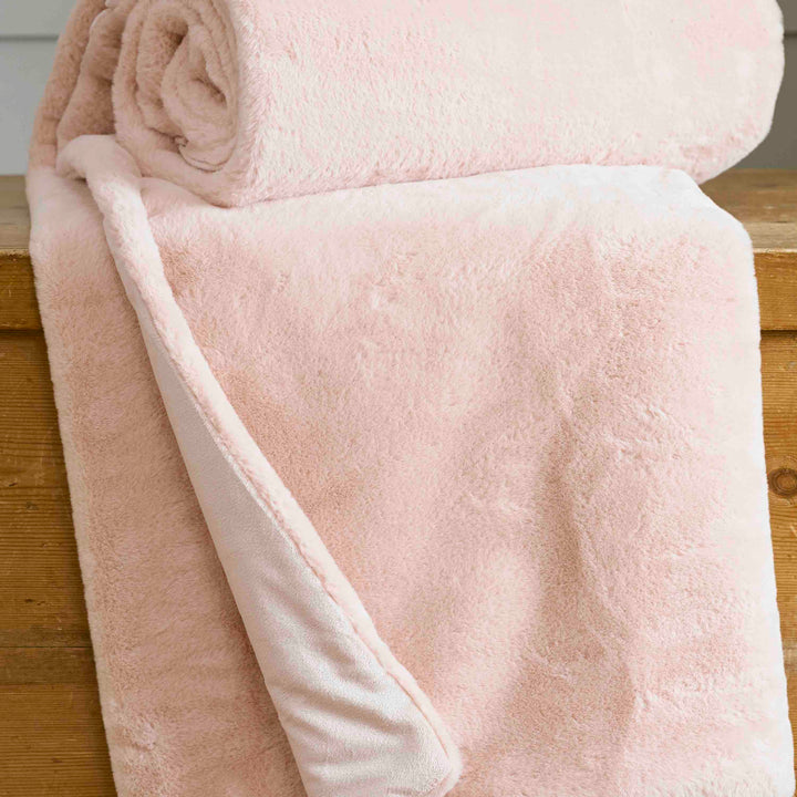 Aspen Faux Fur Quilted Throw - Blush - Williamsons Factory Shop
