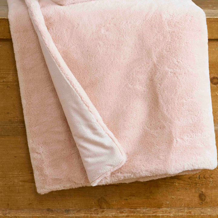 Aspen Faux Fur Quilted Throw - Blush - Williamsons Factory Shop