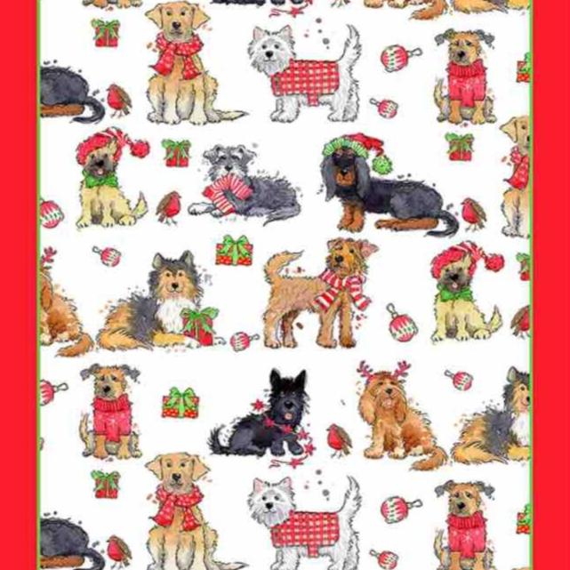 Christmas Dogs Tea Towel - Williamsons Factory Shop
