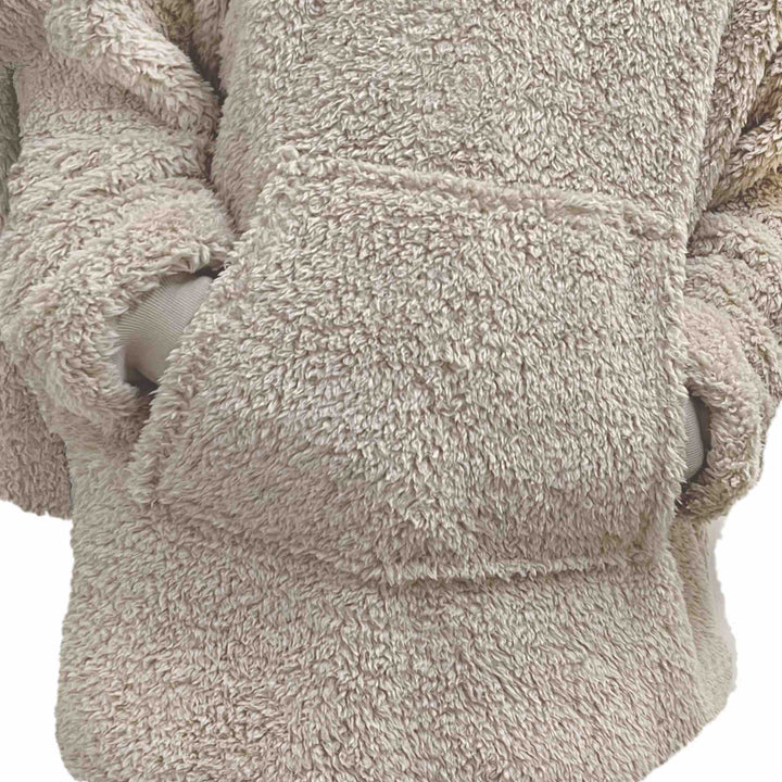 Eskimo Teddy Oversized Hoodie - Natural - Williamsons Factory Shop