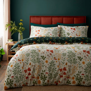 Botanical Mushrooms Duvet Cover Set - Natural