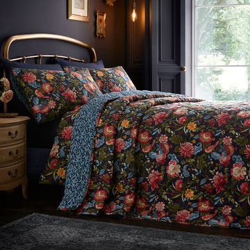 Bejewelled Quilted Bedspread - Navy