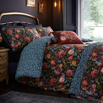 Design Bejewelled Cotton Duvet Cover Set - Navy