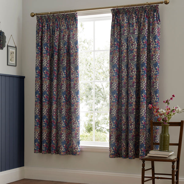 D & D Bessie Pencil Pleat Curtains - Navy