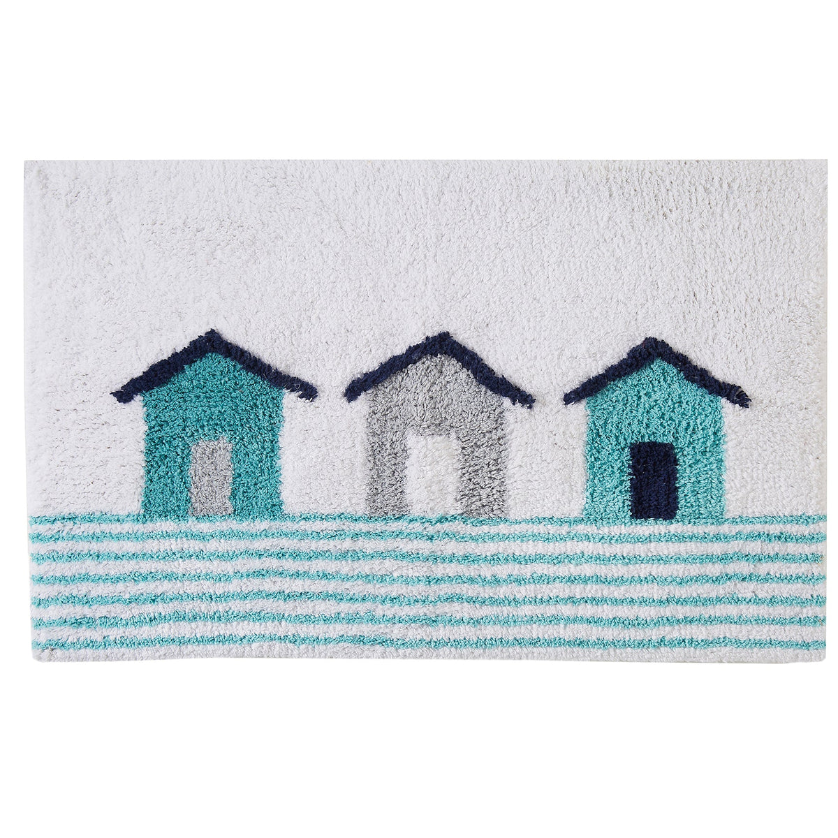 Fusion Beach Huts Bath Mat - Blue