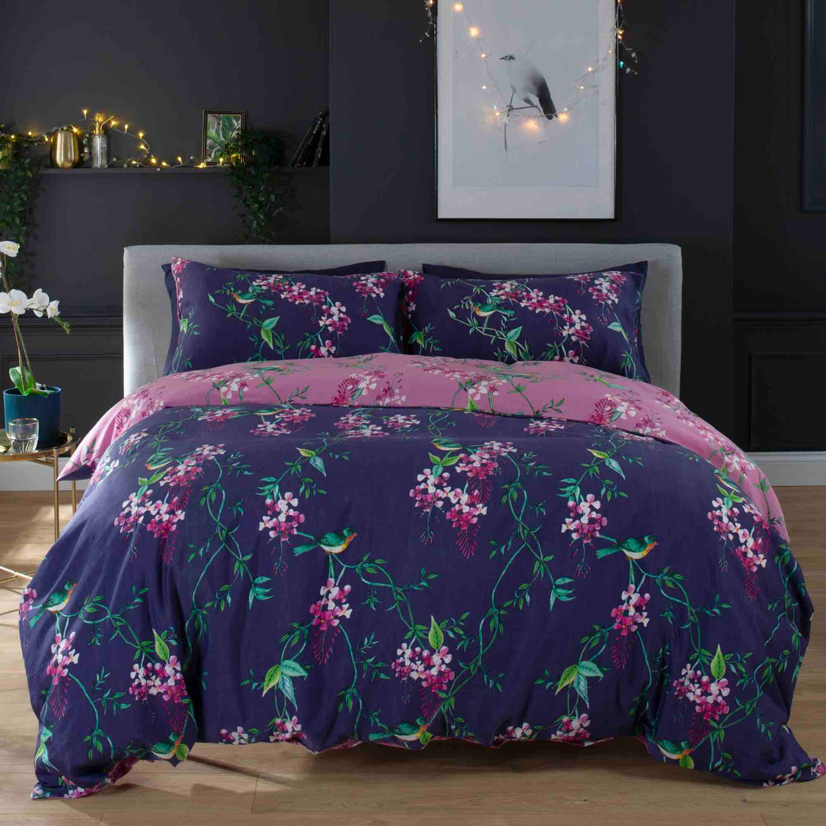 Deyongs 1846 Bird Garden Duvet Cover Set - Plum - Williamsons Home