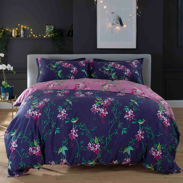 Deyongs 1846 Bird Garden Duvet Cover Set - Plum - Williamsons Factory Shop