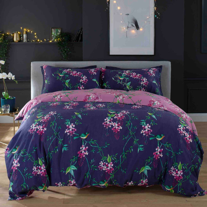 Deyongs 1846 Bird Garden Duvet Cover Set - Plum - Williamsons Factory Shop